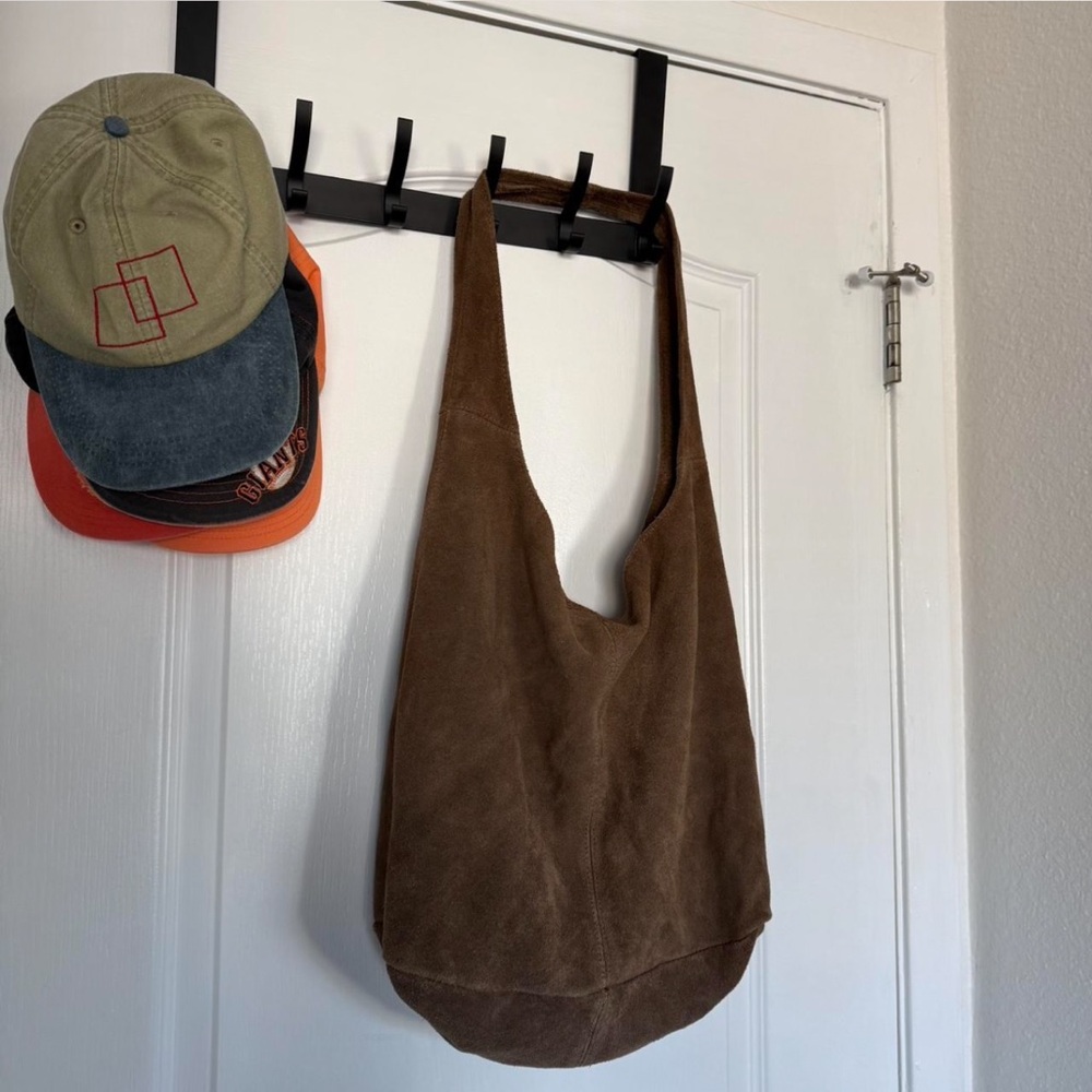 Brandy Melville Brown Suede Slouchy Hobo Tote Bag Purse